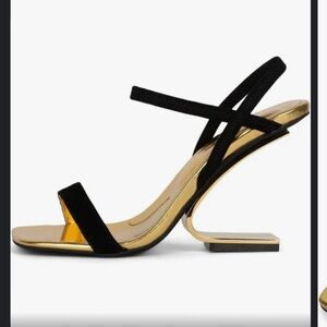 Jeffrey Campbell Black and Gold Heels